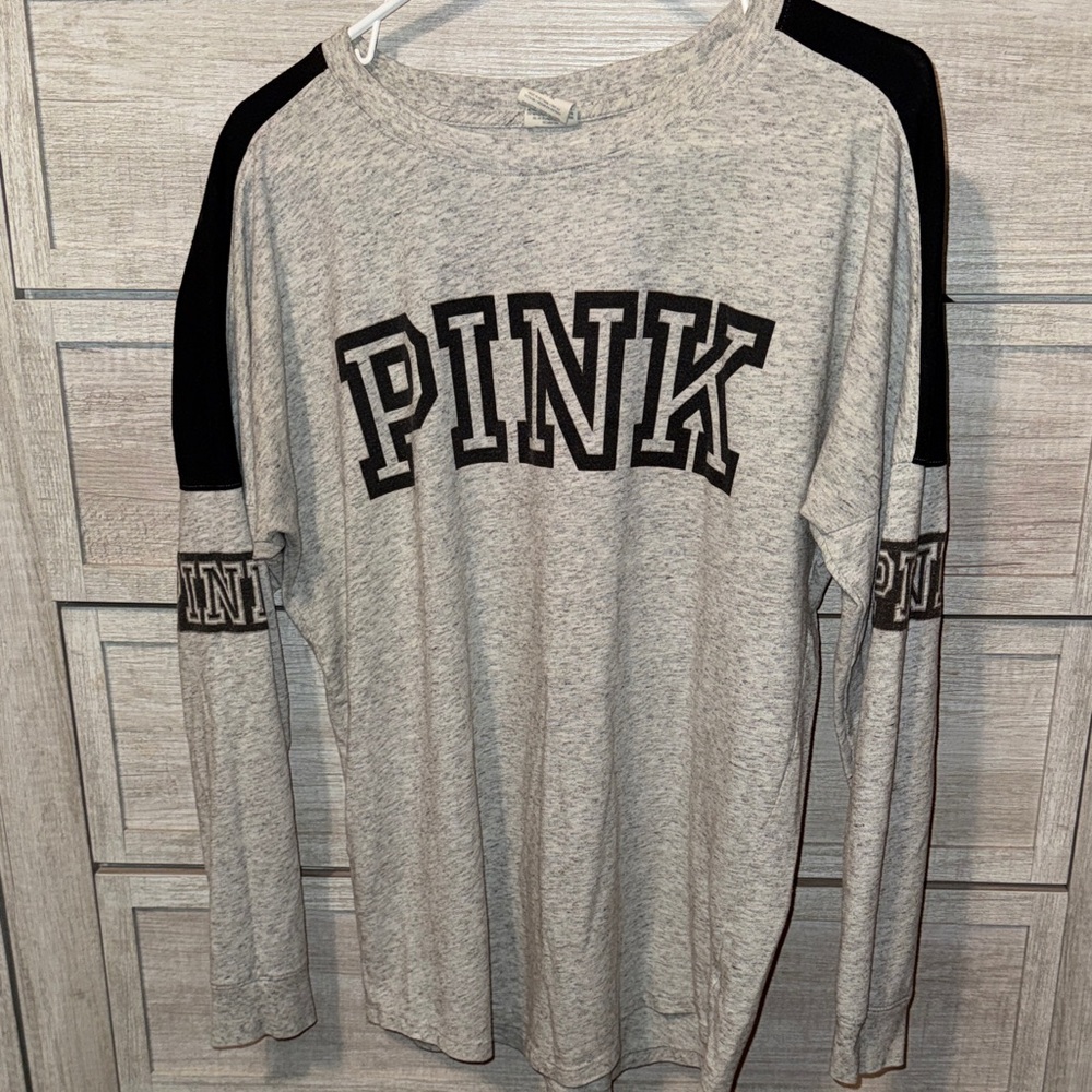 Victoria's Secret Gray and Black Long Sleeve Tee